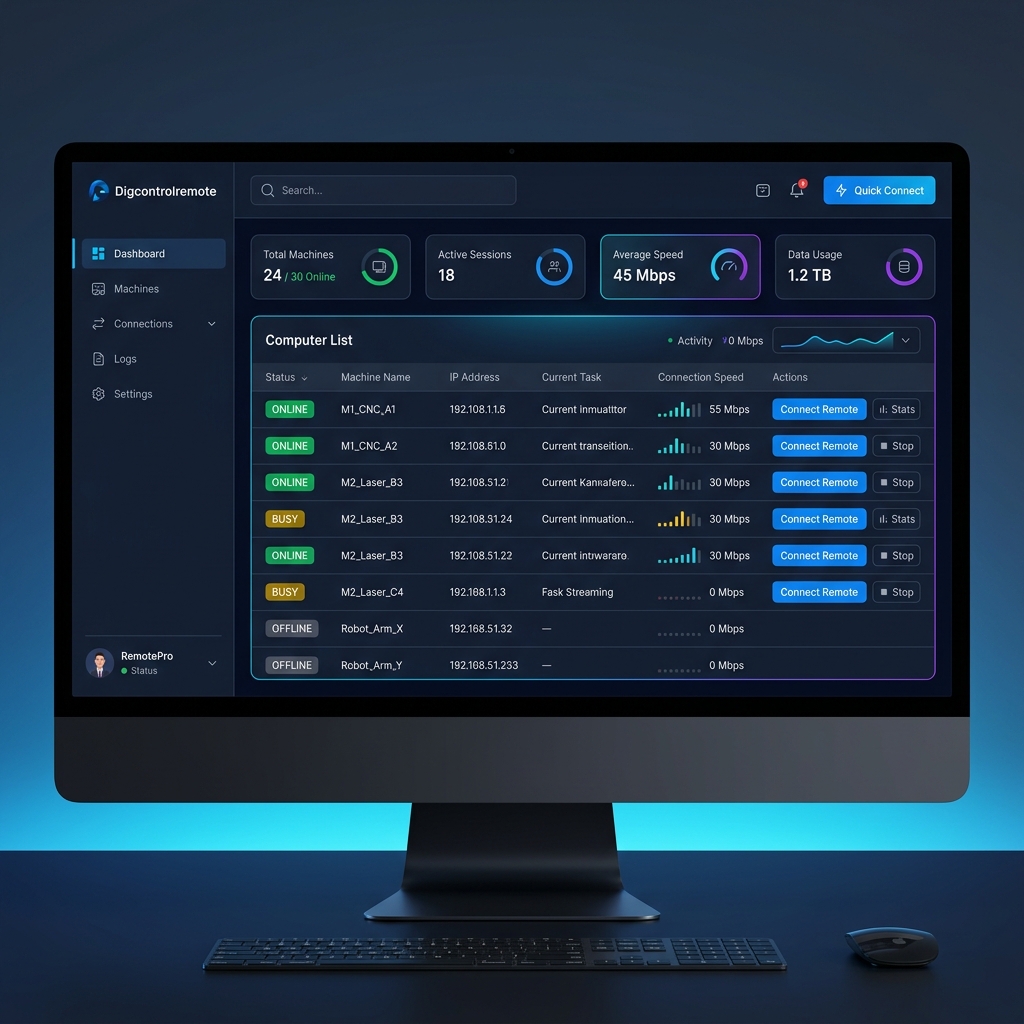 Digcontrolremote Dashboard UI